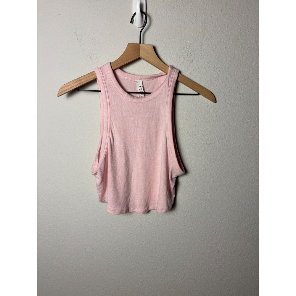 Lululemon Hold Tight Cropped Tank Top Flush Pink Size 12 LW1ED6S